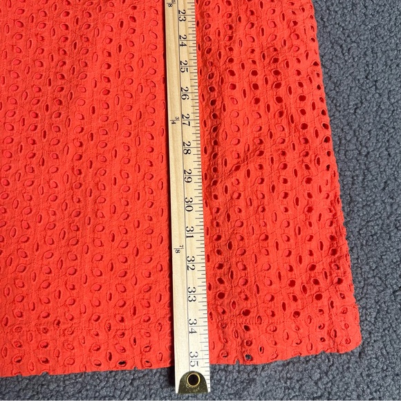 Alfred Sung Women's Orange Crewneck Sleeveless Square Eyelet Shift Dress Size 16 - Picture 7 of 12